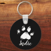 かわいいパーソナライズされたドッグポー悔やみや弔慰ペット記念碑 キーホルダー (正面)