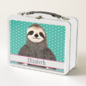 かわいいパーソナライズされたナマケモノ メタルランチボックス (正面)