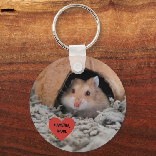 かわいいパーソナライズされたハムスターとペットの齧歯動物の所有者 キーホルダー (正面)