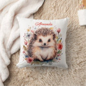 かわいいパーソナライズされたハリネズミの水色 クッション (ブランケット)