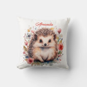 かわいいパーソナライズされたハリネズミの水色 クッション (正面)
