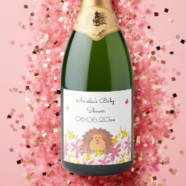 かわいいパーソナライズされたハリネズミ赤ちゃんシャワー スパークリングワインラベル