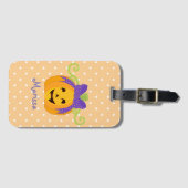 かわいいパーソナライズされたハロウィンカボチャ ラゲッジタグ (正面横)