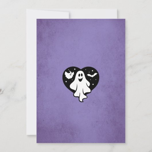 かわいいパーソナライズされたハロウィーン幽霊ハートこうもりインビタ 招待状 (裏面)