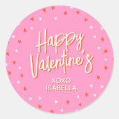 かわいいパーソナライズされたバレンタインのステッカー ラウンドシール (正面)