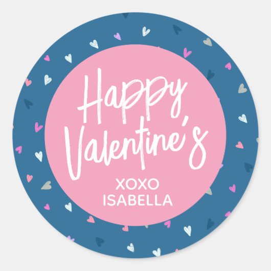 かわいいパーソナライズされたバレンタインのステッカー ラウンドシール (正面)