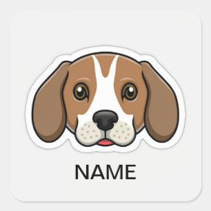 かわいいパーソナライズされたビーグル犬 スクエアシール
