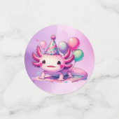 かわいいパーソナライズされたピンクとパープルアクソロトル誕生日 コンフェッティ (スモール正面)