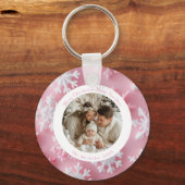 かわいいパーソナライズされたピンクのスノーフレーク・クリスマス キーホルダー (正面)