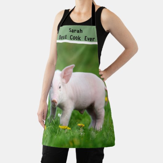 かわいいパーソナライズされたピンクの子豚 エプロン (インサイチュ)