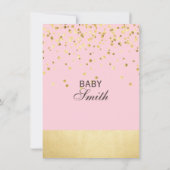 かわいいパーソナライズされたピンクの金ゴールドベビーシャワー招待状 招待状 (裏面)