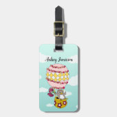 かわいいパーソナライズされたピンクガーリーボホフラワープリンセス ラゲッジタグ (正面縦)