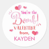 かわいいパーソナライズされたピンクバスボムバレンタイン ラウンドシール (正面)