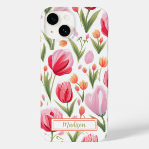 かわいいパーソナライズされたピンク春フローラ Case-Mate iPhone 14ケース