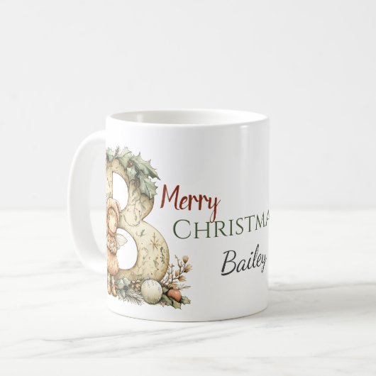 かわいいパーソナライズされたフェアリーのクリスマスホリデーギフト コーヒーマグカップ (正面左)