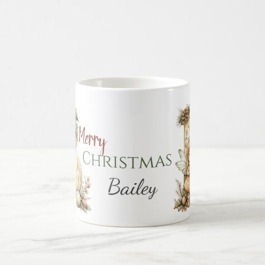 かわいいパーソナライズされたフェアリーのクリスマスホリデーギフト コーヒーマグカップ (中央)