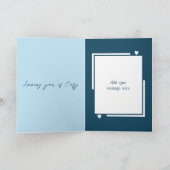 かわいいパーソナライズされたフクロウの名前ブルーバレンタインデー カード (内部)