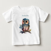 かわいいパーソナライズされたフクロウベビーTシャツ ベビーTシャツ (正面)