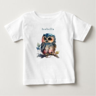 かわいいパーソナライズされたフクロウベビーTシャツ ベビーTシャツ