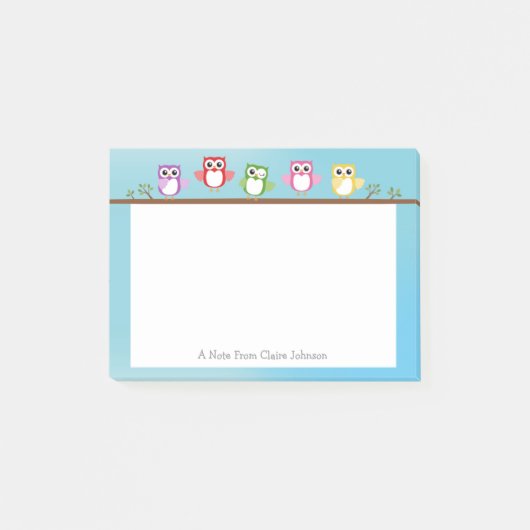 かわいいパーソナライズされたフクロウ注 ポストイット (正面)