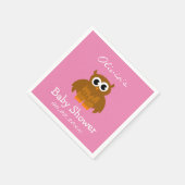 かわいいパーソナライズされたフクロピンクの赤ちゃんシャワーナプキン スタンダードカクテルナプキン (角)