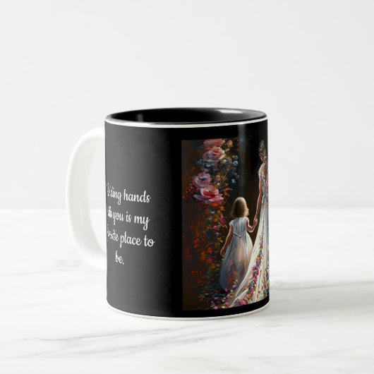 かわいいパーソナライズされたフローラ母の日ママの娘 ツートーンマグカップ (正面左)