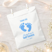 かわいいパーソナライズされたブルーベビー足ボーイベビーシャワー フェイバーバッグ (クリップ留めされた状態)