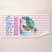 かわいいパーソナライズされたベビーウミガメ風呂タオル バスタオル (バスタオル)
