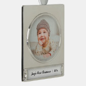 かわいいパーソナライズされたベビー名フォト初めてのクリスマス シルバープレートバナーオーナメント (右)