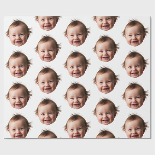 かわいいパーソナライズされたベビー顔フォトママパパ誕生日 ラッピングペーパー (フラット)
