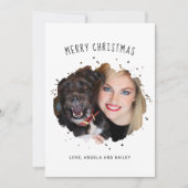 かわいいパーソナライズされたペットのスプラッシュフォトクリスマス シーズンカード (正面)