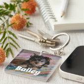 かわいいパーソナライズされたペットの写真 キーホルダー (正面右)