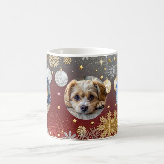 かわいいパーソナライズされたペットの写真 コーヒーマグカップ (中央)