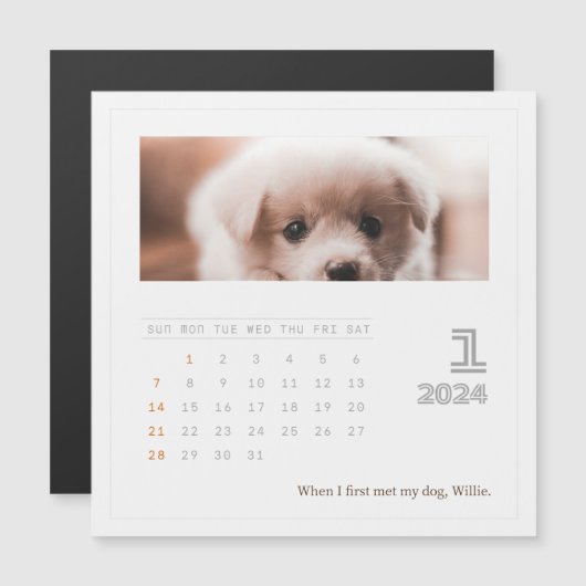 かわいいパーソナライズされたペット愛犬家2024フォトカレンダー (正面/裏面)