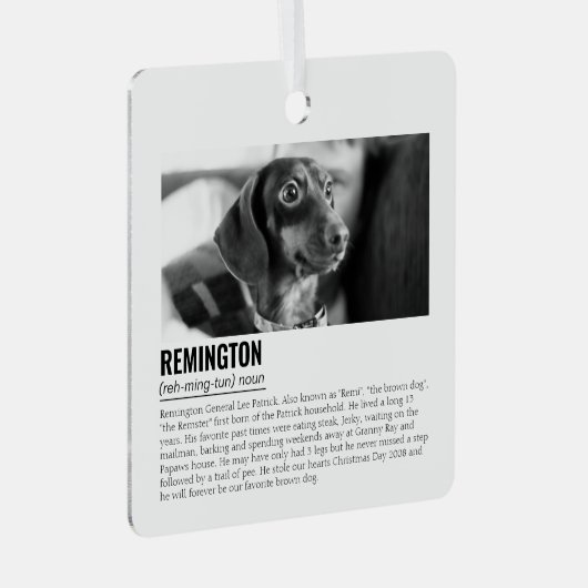 かわいいパーソナライズされたペット メタルオーナメント (正面右)