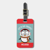 かわいいパーソナライズされたペンギンのラゲッジタグ ラゲッジタグ (正面縦)