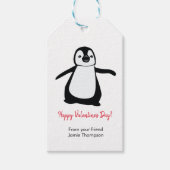 かわいいパーソナライズされたペンギンの友人キッズバレンタイン ギフトタグ (正面)