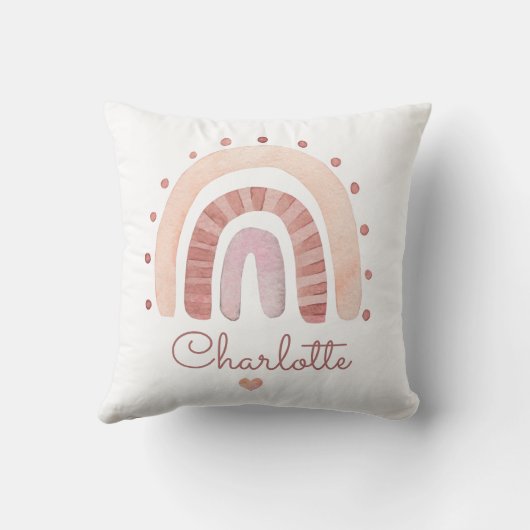 かわいいパーソナライズされたボホウォーターカラーレインボー子供部屋 クッション (裏面)
