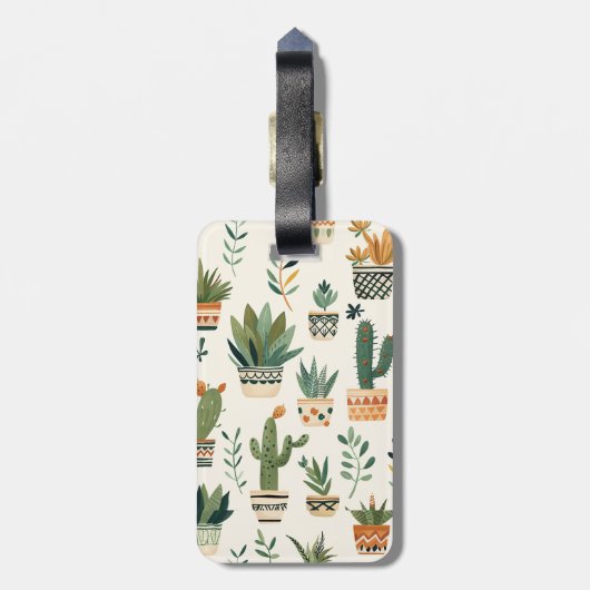 かわいいパーソナライズされたボホ鉢植えプラントラゲッジタグ ラゲッジタグ (裏面縦)