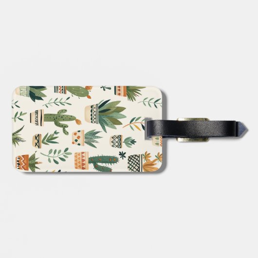 かわいいパーソナライズされたボホ鉢植えプラントラゲッジタグ ラゲッジタグ (裏面横)