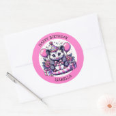 かわいいパーソナライズされたポッサムガールズ誕生日パーティー ラウンドシール (封筒)