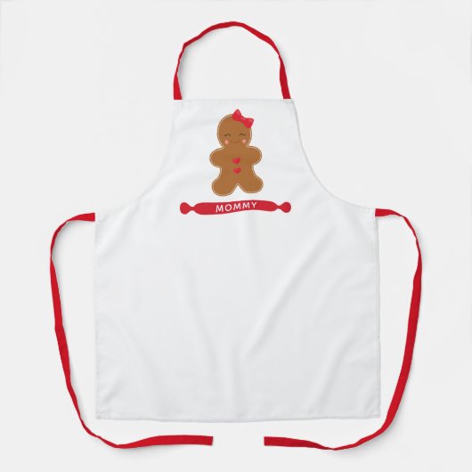 かわいいパーソナライズされたママ家族のクリスマス エプロン (正面)