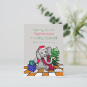 かわいいパーソナライズされたマンガのクリスマスゾウ シーズンポストカード (スタンド正面)