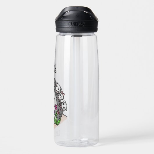 かわいいパーソナライズされたマンガのハリネズミ ウォーターボトル (背面)