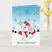 かわいいパーソナライズされたマンガのマ食べ物ウスの雪の結晶 カード (黄色い花)