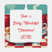 かわいいパーソナライズされたミックスベリーパイクリスマス メタルオーナメント (裏面)