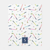 かわいいパーソナライズされたモノグラムゴルフパタン女子 フリースブランケット (正面)