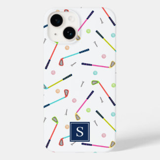 かわいいパーソナライズされたモノグラムゴルフパタン女子 Case-Mate iPhone 14ケース