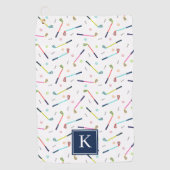 かわいいパーソナライズされたモノグラム柄の女性 ゴルフタオル (正面)