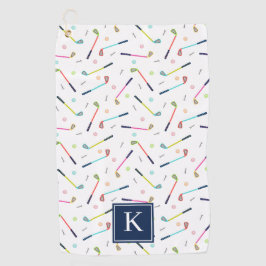 かわいいパーソナライズされたモノグラム柄の女性 ゴルフタオル